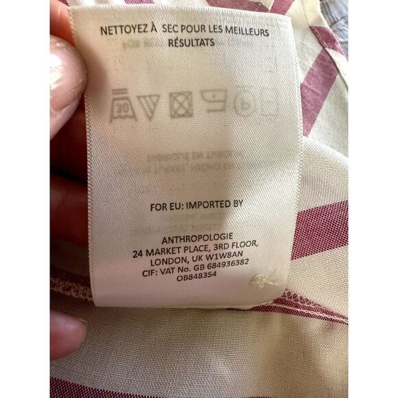 ANTHROPOLOGIE MAEVE Women's Striped Ruffle Button Down Blouse Pink Size Small - Picture 9 of 9